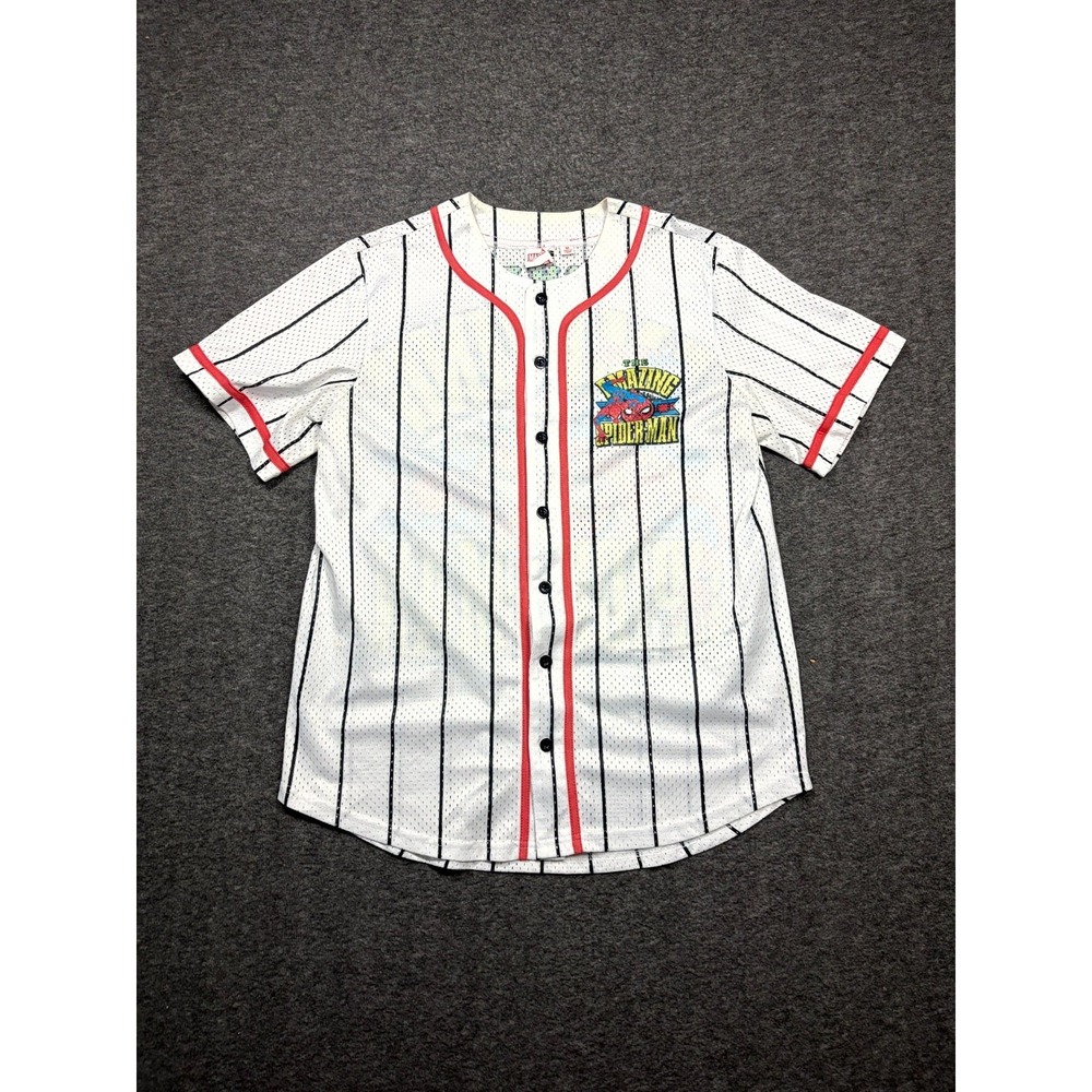 Marvel The Amazing Spider-Man Baseball Jersey Mens Medium White Short Sleeve